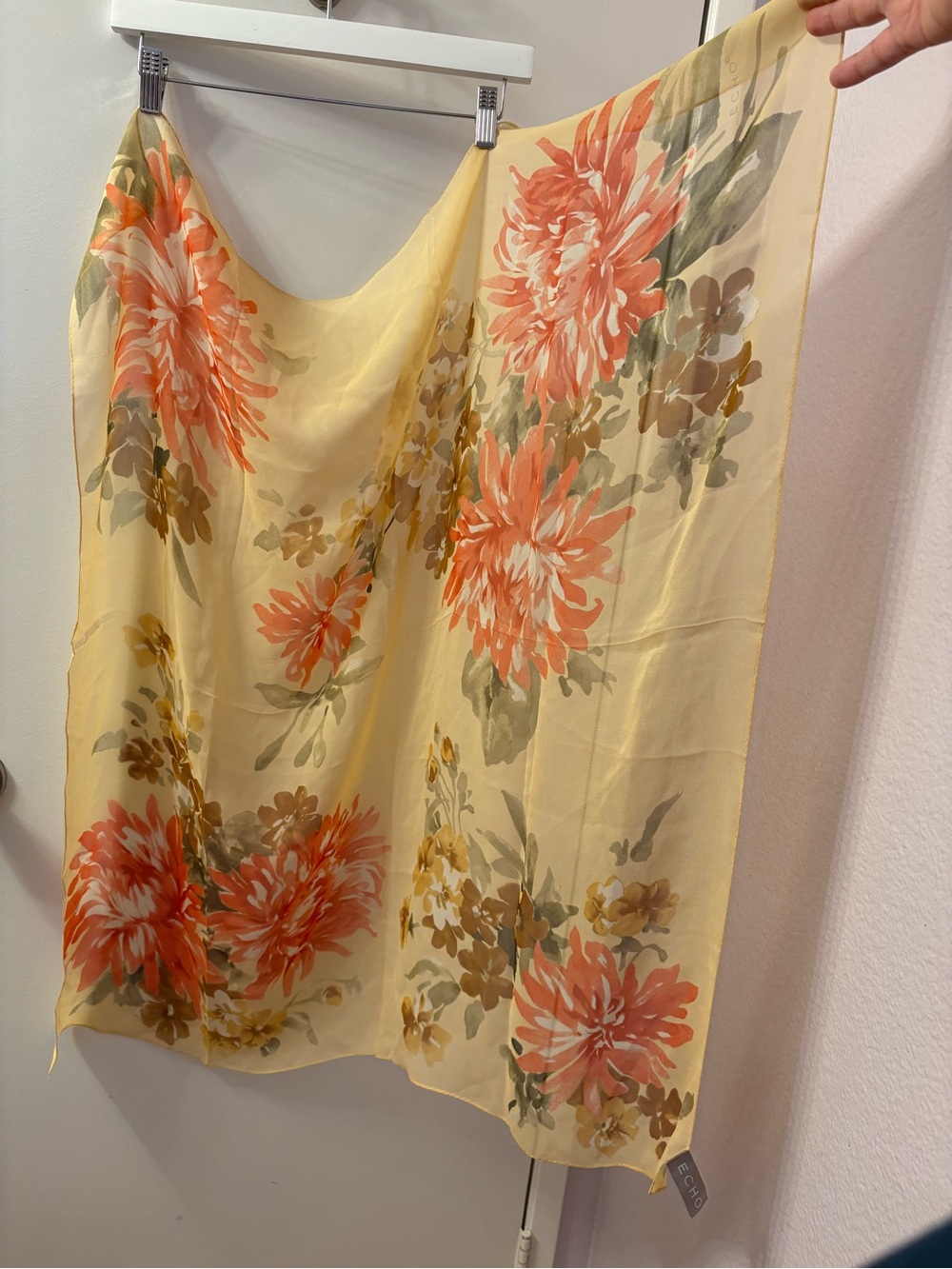 Echo 100% Silk Floral Yellow Scarf